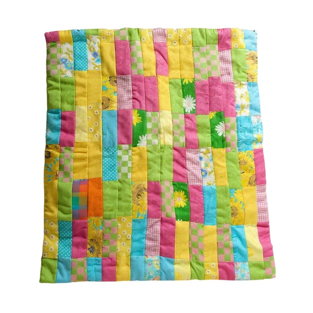 Vintage Handmade Patchwork Quilt Baby Toddler Play Mat Throw Blanket Twee Whimsy
